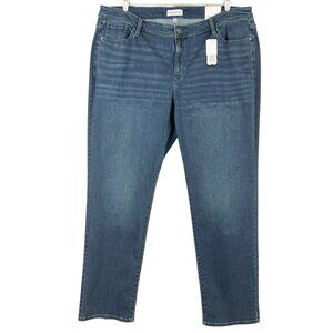 Lane Bryant Women's Blue Denim Jeans Size 26 Long Straight‎ Leg Mid Rise NWT